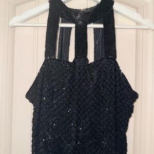 Vintage NWT Precious Moments Black Silk Hand Beaded Gown